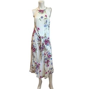 Privacy Please White Floral Waist "Apron" Tie Front Midi Dress sz S NWT
